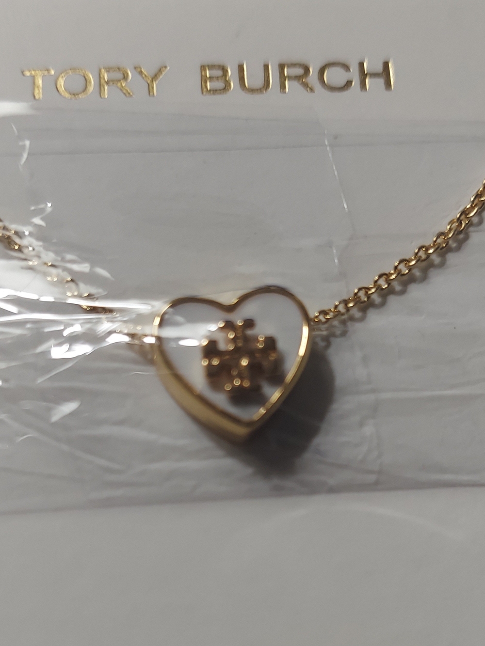Tory Burch Gold Heart Logo Necklace